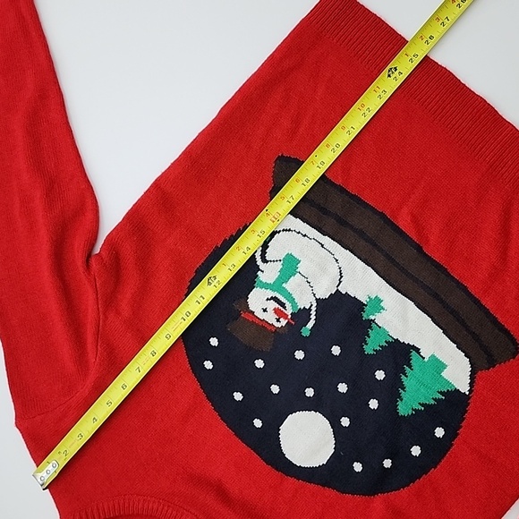 GMI Women's Ugly Christmas Sweater Knit Red Snow Globe Snowman Crew Neck Sz M/L - Picture 9 of 9